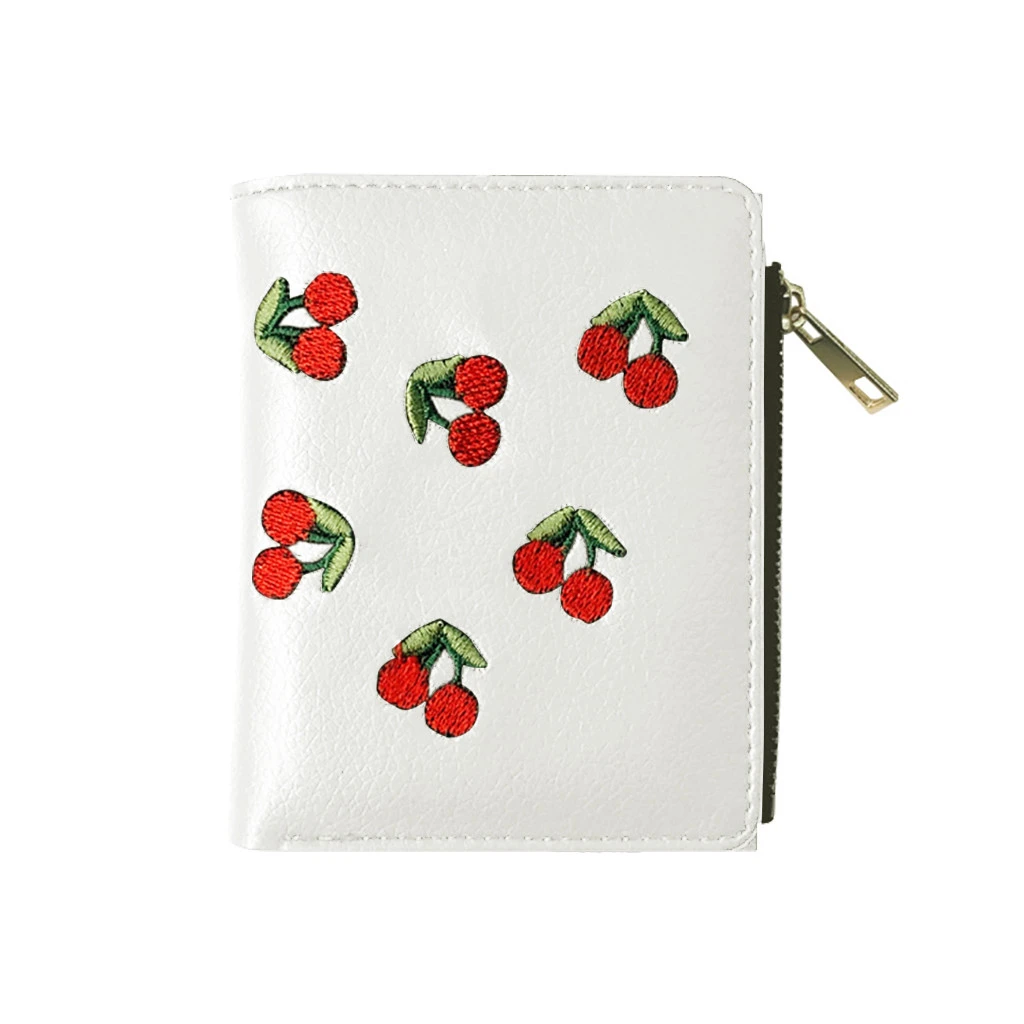 Женский кошелек с коротким вышитым фруктовым вишневым Портмоне женские кошельки