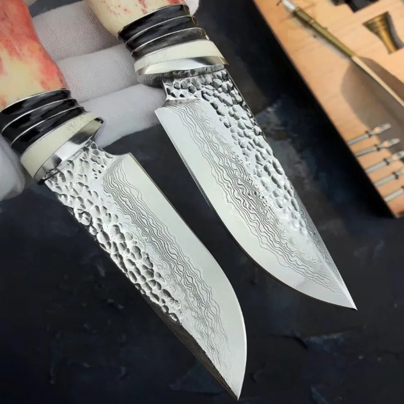 Тактические ножи с фиксированным клинком нож из дамасской стали ручной работы