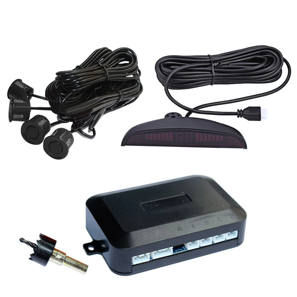 LED Display Car Parking Sensors 4 Radars Kits 22mm Ultrasonic Monitor Detector System Automobile Security Alert System