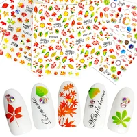 1pc autumn maple leaf design nail art stickers adhesive designer foil tips colorful image sticker decals for nail art decor