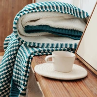 inyahome luxury super soft reversible knitted throw blankets for couch bed sofa tv nap air condition framhouse plaids home decor