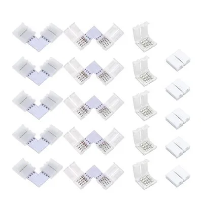 

20PCS LED Light Connector Light Strip 4-Pin L-Shape Solderless Light Quick Connector For SMD3528 5050 RGB LED Strip Light