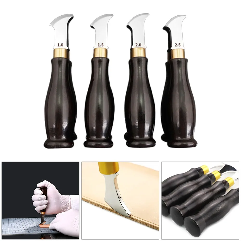 

DIY Leather Craft Tools Shallow Round Handle Creasing Press Line Tool Fan-shaped Design Shallow Groove Edge Creaser Hand Tool