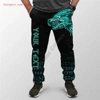 customize you name viking jogger fenrir wolf cyan near shoulder men for women 3d printed joggers pants hip hop sweatpants