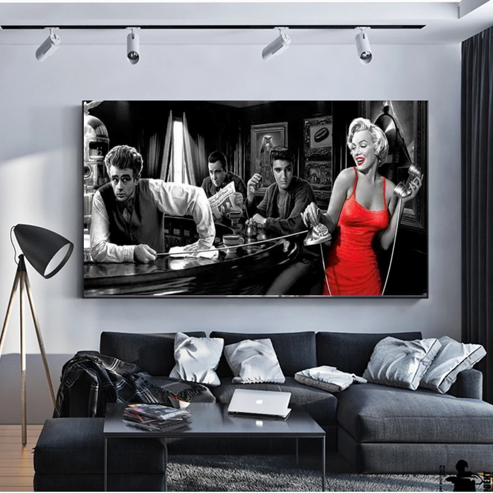 

James Dean Marilyn Monroe Elvis Presley Painting Print on Canvas Painting Artwork Pictures Modern Living Room Home Decoration