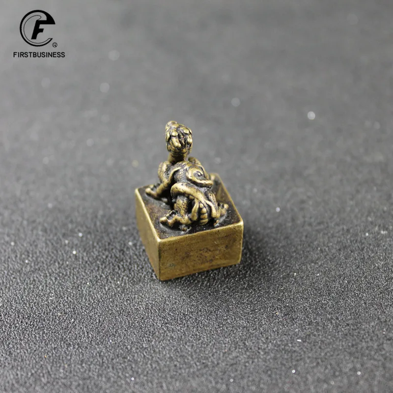 Резной маленький медный дракон домашний декор с уплотнением винтажные латунные