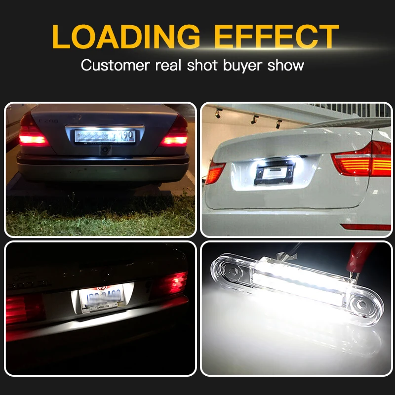 For Benz E-Class W124 190 W201 C-Class W202 Car Rear white LED license plate light number lamp | Автомобильные фары