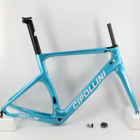 Новейшая синяя рама для гоночного дорожного велосипеда 700C 3K, Велосипедная вилка из углеродного волокна + подседельный штырь + зажим + гарнит...