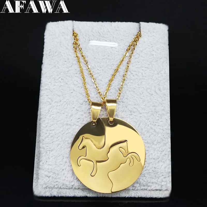 2 шт. 2021 лошадь из нержавеющей стали ожерелье для женщин Золотой Цвет пара