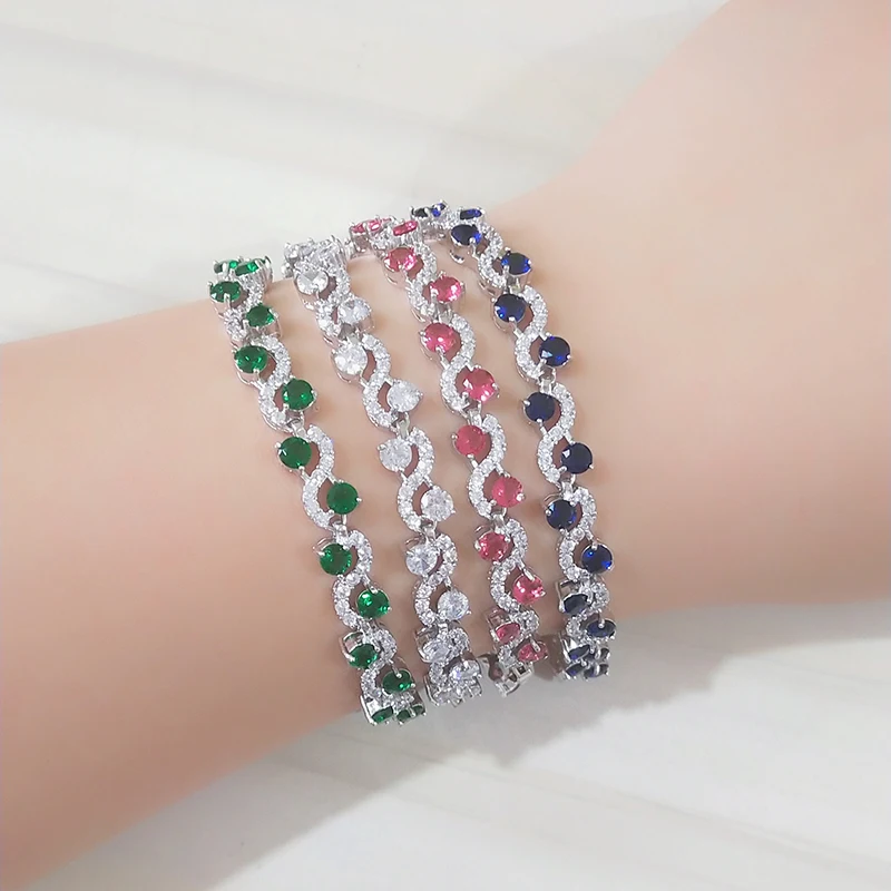 UILZ 4 цвета модные синие кубические циркониевые хрустальные теннисные браслеты