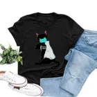 Женская футболка с коротким рукавом и с принтом в виде Мода Harajuku черный, принт с животными, с О-образным вырезом блузки топ летние женские все-матч футболки # fs