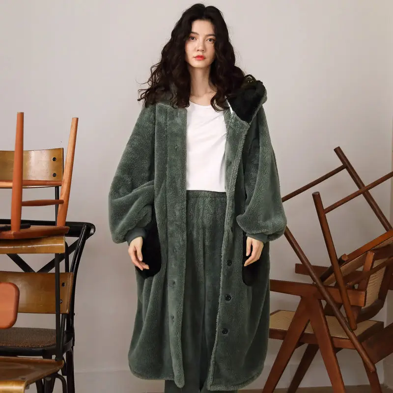 Pajamas Sleepwear Women Autumn Winter Robe Female Winter Morning Robe Couple Bathrobe Pijamas Bathrobe Pajama Women Nightgown