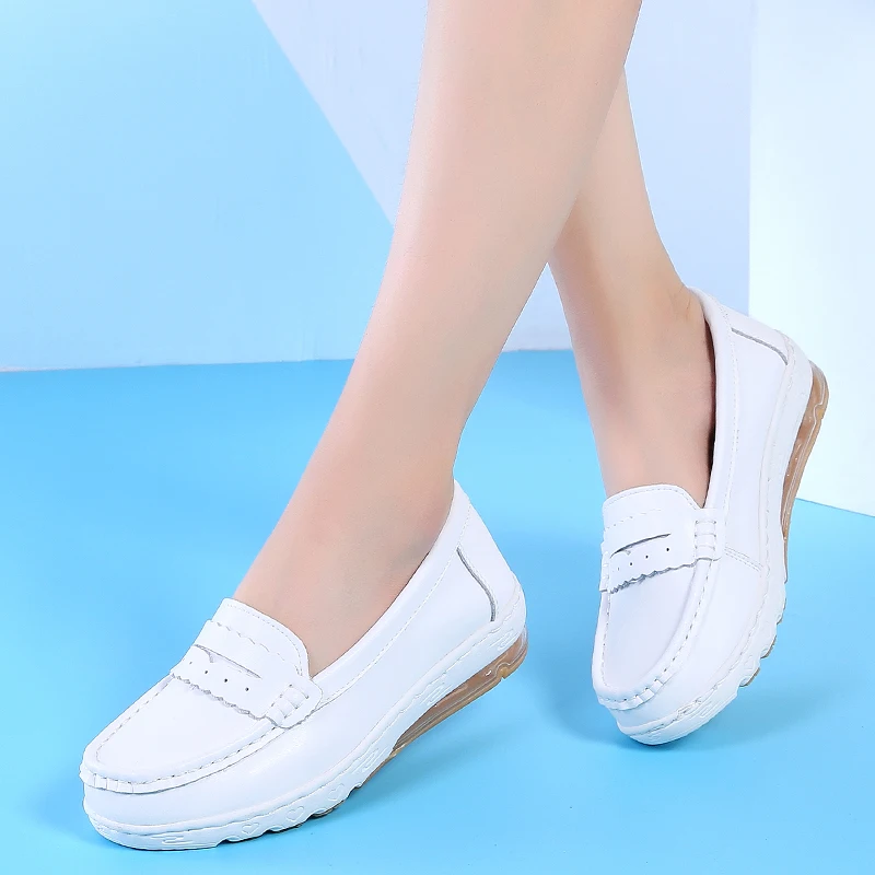 Women's shoes 2020 Nurse white wedge flat comfortable bottom soft cushion anti-slip hospital | Обувь