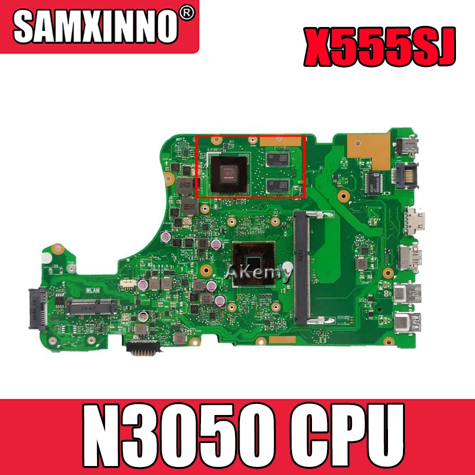 

Akemy X555SJ N3050 CPU N16V-GM-B1 Материнская плата For Asus X555S X555SJ X555 A555 A555S материнская плата для ноутбука протестированная Рабочая