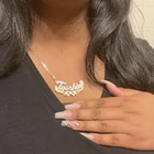 Ожерелье с двойным именем для женщин и девушек, персонализированное ожерелье из 18-каратного золота с сердцем, подвеска с 3D именем на заказ, ювелирное изделие в подарок
