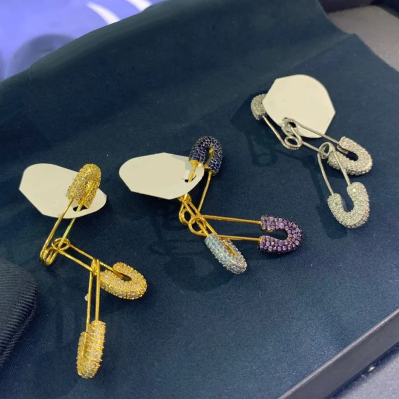 UMGODLY 1 шт. модные серебряные разноцветные синие фиолетовые циркониевые серьги три