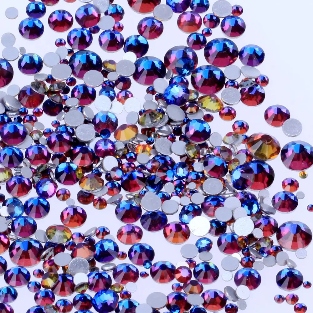 

Non Hotfix Crystal Rhinestones Blue Rainbow Nails Art Decoration SS3-SS30 Flatback Glue On Strass Stones DIY Crafts Garments