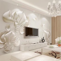 milofi custom large wallpaper mural simple gypsum relief magnolia flying bird white 3d stereo tv background wall