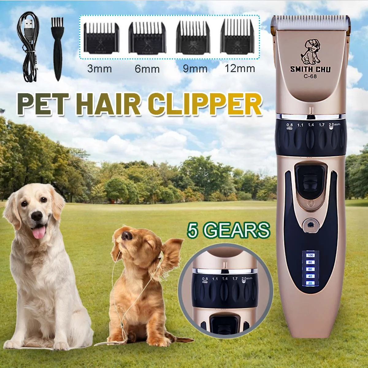 

Профессиональная машинка для стрижки домашних животных, 110-240 В AC