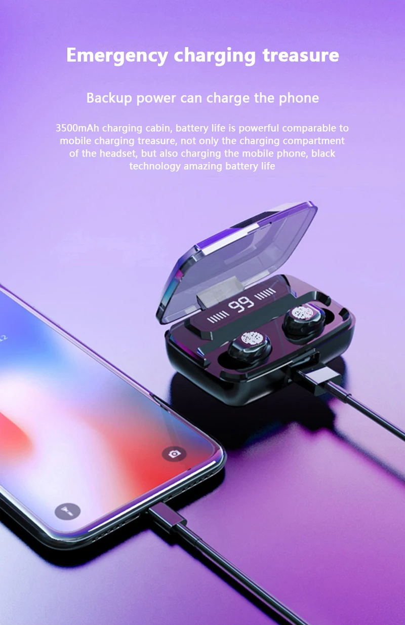 TWS Bluetooth 5,0 наушники беспроводные наушники 6D стерео IPX7 водонепроницаемые наушники с 3500 мАч Charing чехол светодиодный дисплей Bluetoo