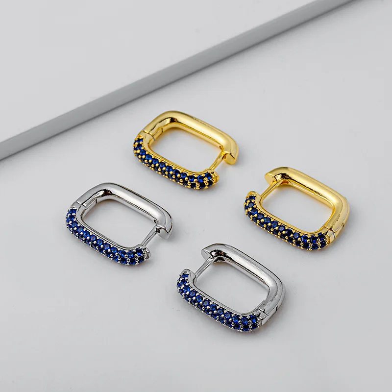 

2021 Trend O Shape Women's Ear Buckle Earrings Korean Fashion Colorful Zircon Golden Female Hoop Earring Girl Wedding Jewelry