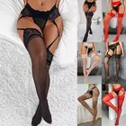 Женские подвязки с поясом, эластичные чулки в полоску, черные сетчатые чулки, прозрачные колготки до бедра, колготки, Прямая поставка