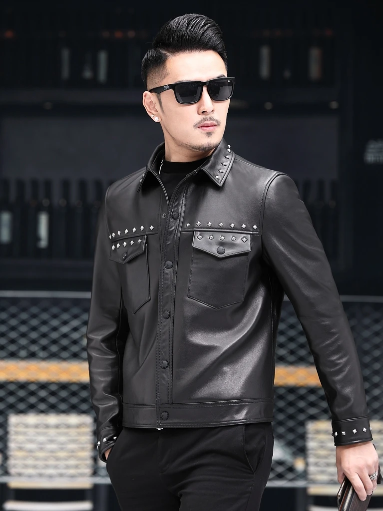 

JCHB 2021 High Quality Genuine Leather Jacket Men Korean Men's Sheepskin Coat Short Mens Jackets Spring Autumn Hommes Veste Pph