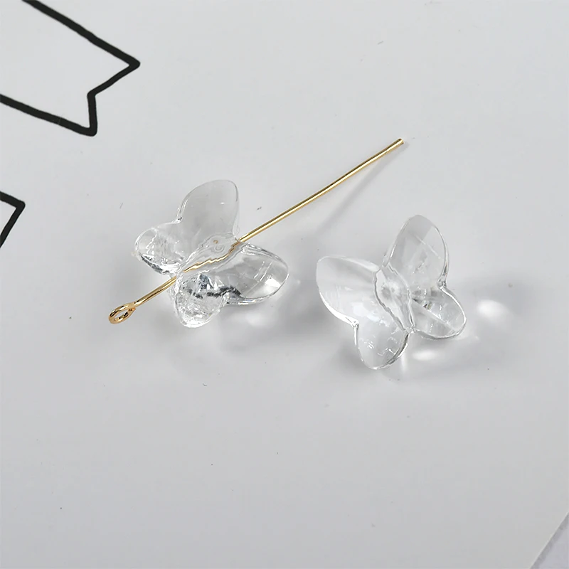 50 шт./лот серьги подвески в виде бабочки/банта/сердца из смолы/из акриловых бусин