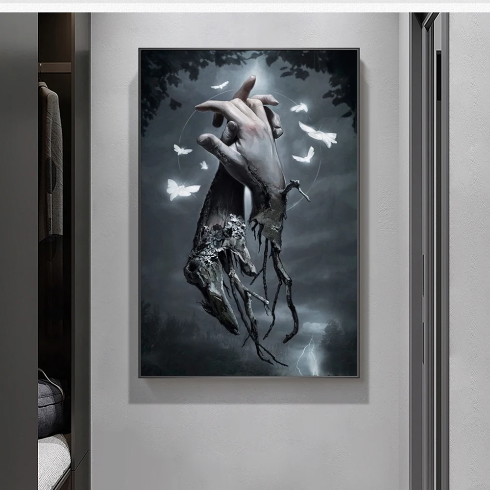 

AbstractHurt Withered Finger Hang In Hand Canvas Painting Cuadros Posters Print Wall Art for Living Room Home Decor (No Frame)