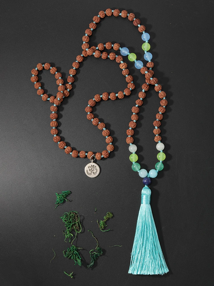 

OAIITE Chakra Mala Necklace 108 Beads Yoga Meditation Handmade Knot Necklace for Men Women