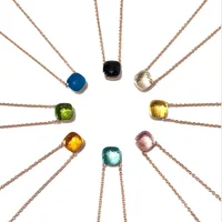 Women Fashion Jewelry Candy Style Necklace Colorful Crystal Pendant Necklace with 3 kinds of Gold color Plated Hot Trendy Design
