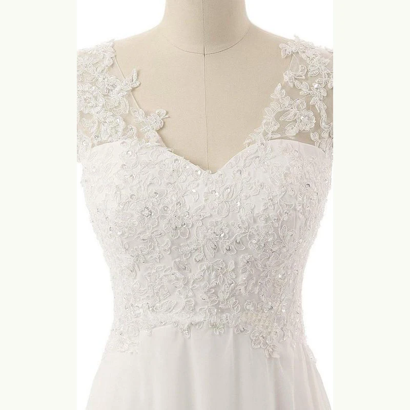 2021 Real Sample On Sale Summer Beach Lace Sleeveless Bridal Wedding Dresses V Neckline Gowns for Bride Back Out Beaded | Свадьбы и