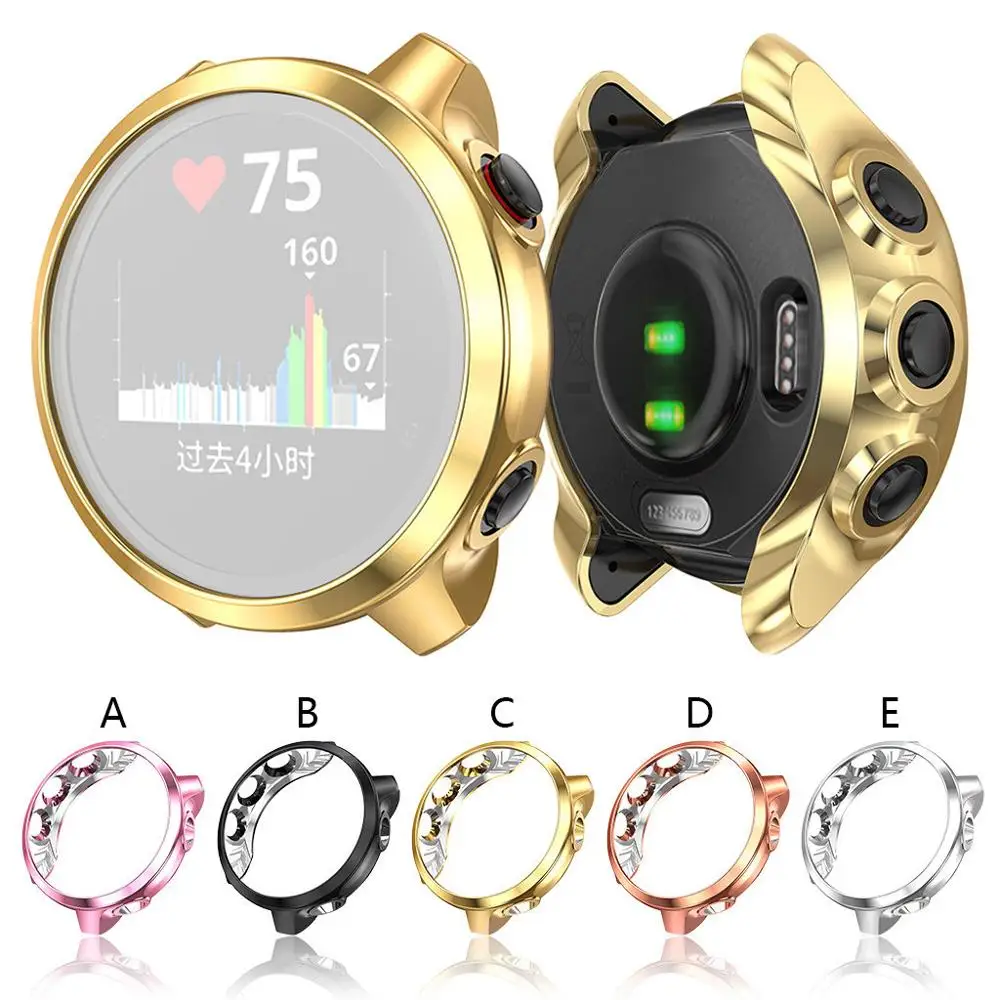 Прозрачный чехол из ТПУ с гальваническим покрытием для Garmin Forerunner 245 645