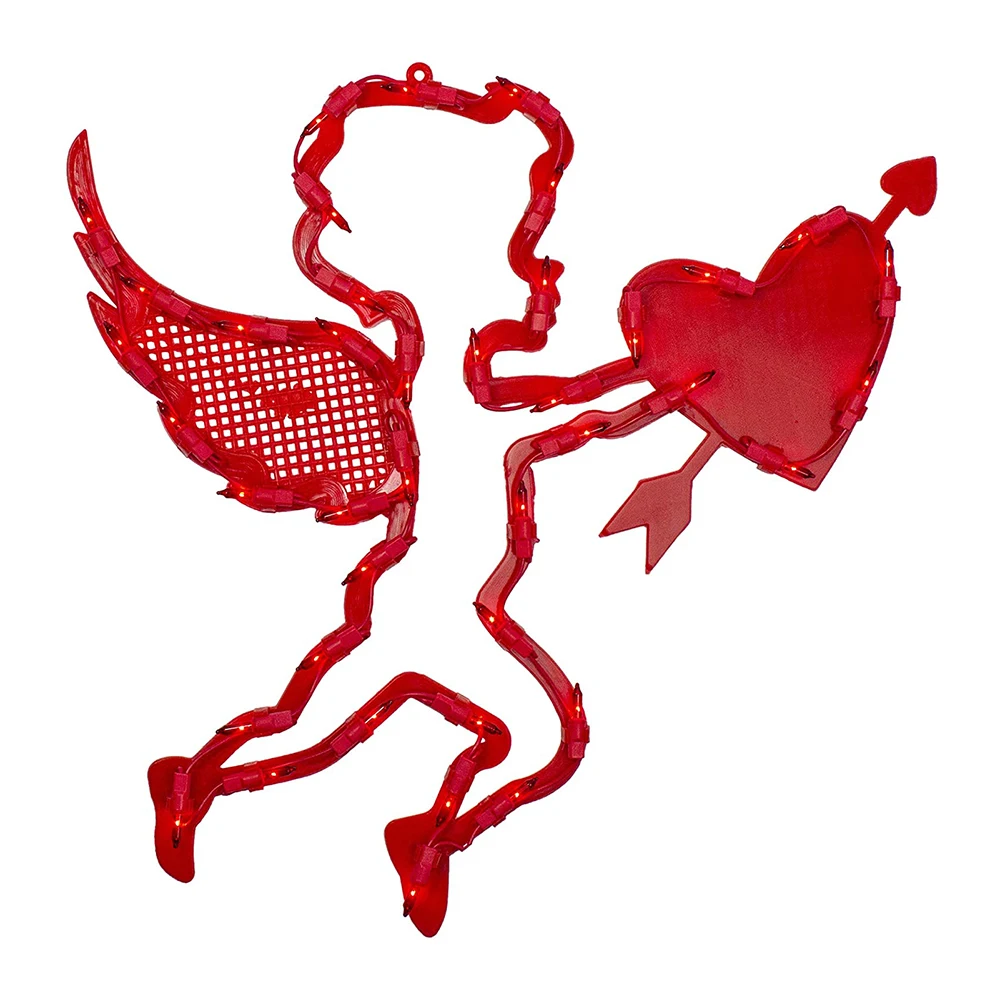 

17inch Lighted Red Cupid with Heart Valentine's Day Window Silhouette Decoration RT88