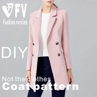 clothing diy pattern womens mid length slim coat coat sewing design drawings bfy 173
