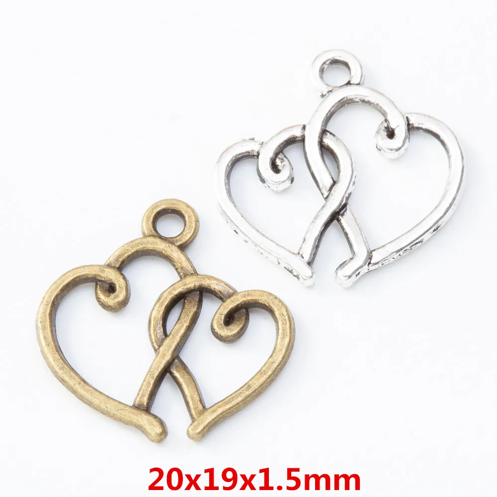 

70 pieces of retro metal zinc alloy Love Pendant for DIY handmade jewelry necklace making 8011
