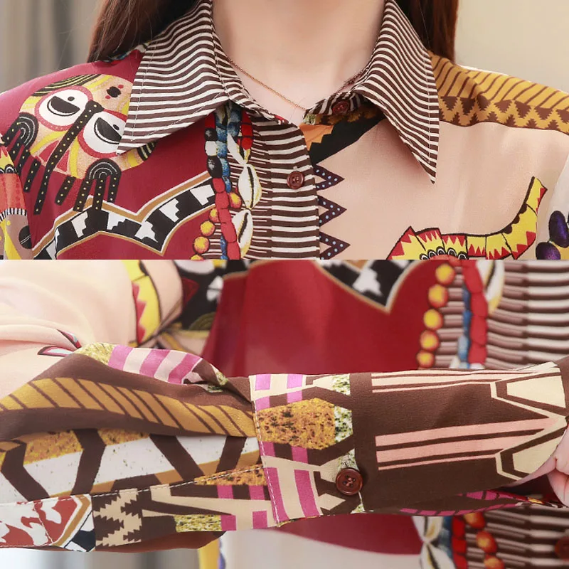Blusas Mujer De Moda 2021 Весенняя шифоновая блузка OL женские топы на пуговицах с отложным
