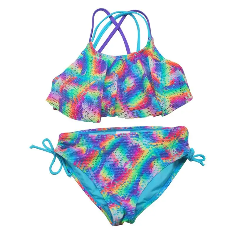 Детский Модный Купальник с вырезами бикини купальник красочный раздельный
