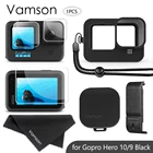 Черная Силиконовая Защитная крышка с закаленным стеклом Vamson для Gopro Hero 10 9, боковая батарея для GoPro 10, аксессуары