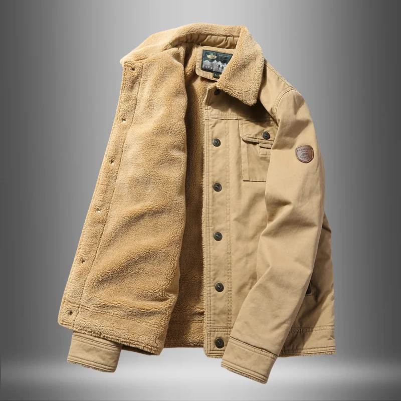 

winter coat young and pure cotton middle-aged cotton clothes, lamb wool and plush thickened jacket, men's