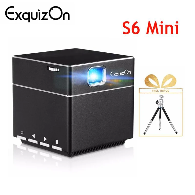 Карманный мини проектор Exquizon S6 1080P HD Pico беспроводной смарт видеопроектор с Wi Fi