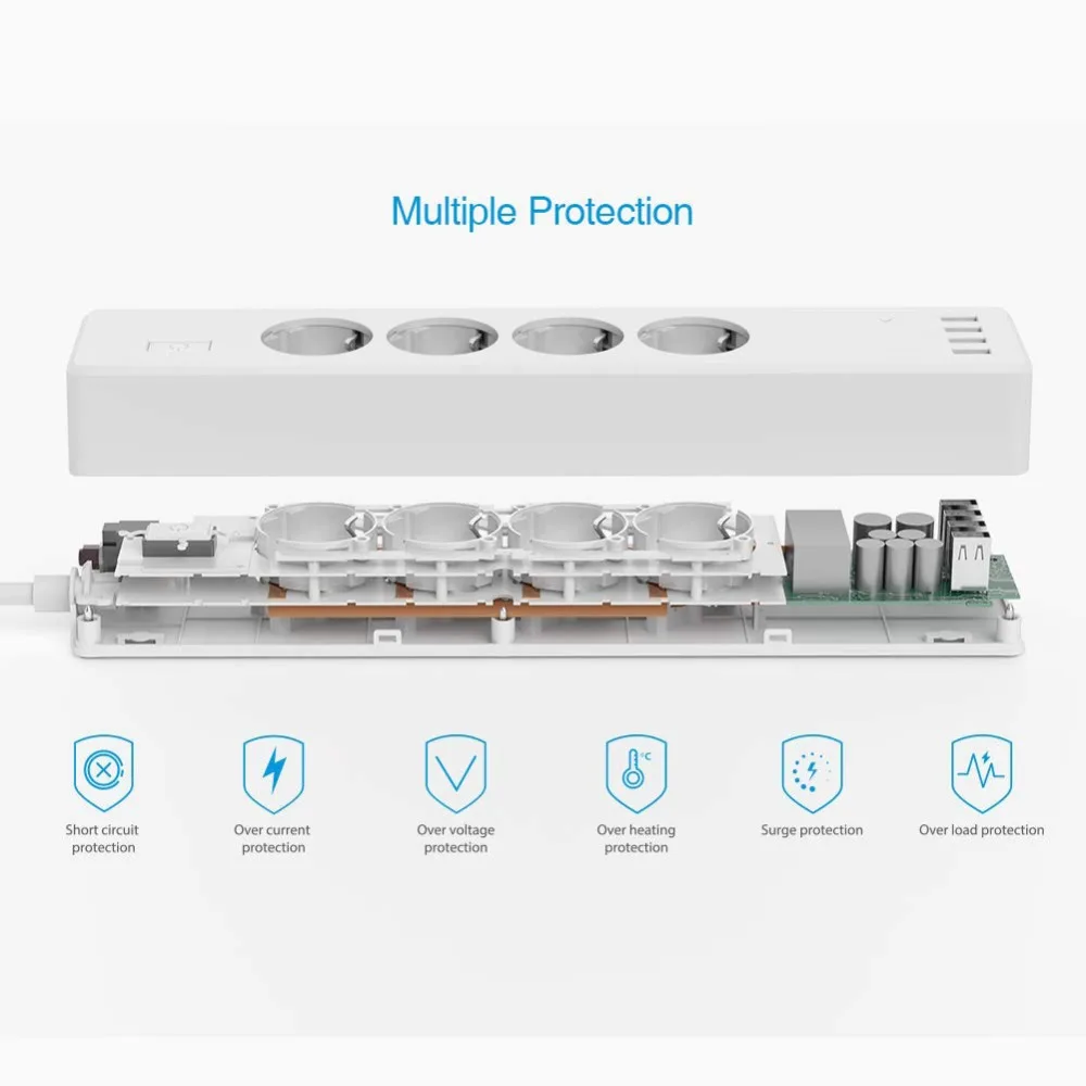 Wifi Smart power Strip 4 розетки ЕС розетка с USB 4 зарядным портом, приложение Голосовое управление работает с Alexa, Google Home Assistant