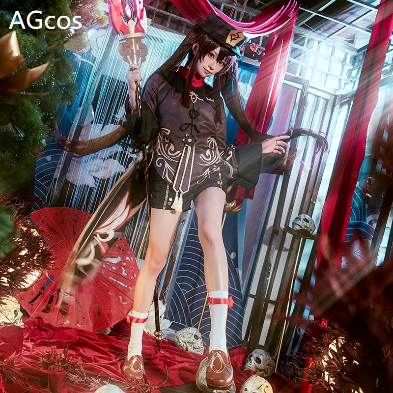 

AGCOS In Stock Game Genshin Impact Hu Tao Cosplay Costume Woman Christmas Dress Outfits Hutao Cosplay Costumes