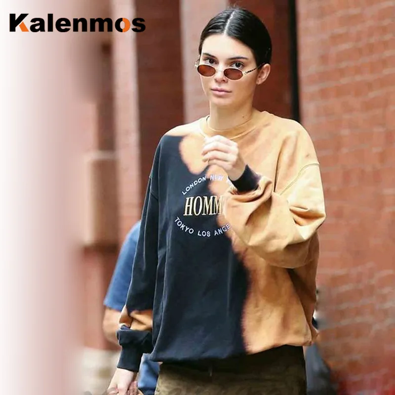 Осенне зимняя одежда Женская толстовка KALENMOS новинка Свободный пуловер с принтом