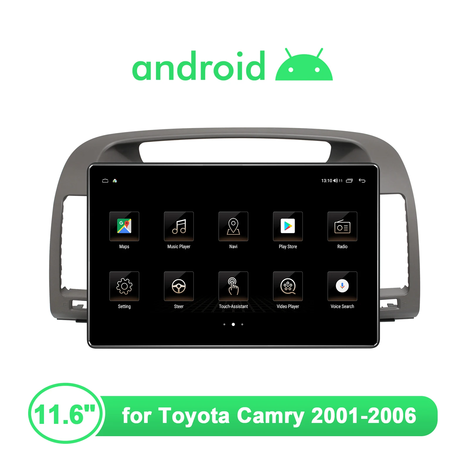 

Автомобильный радиоприемник, 11,6 дюймов, Android 10, стерео, Центральная мультимедийная система, головное устройство Carplay 4G для Toyota Camry 2001 2006 DVR