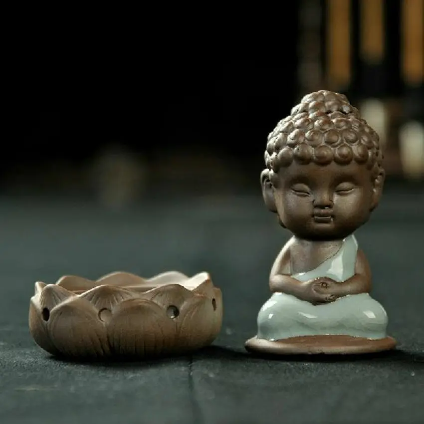 Китайский Лунцюань Селадон Фарфор чай питомец Будда Лотос корпус курильница |