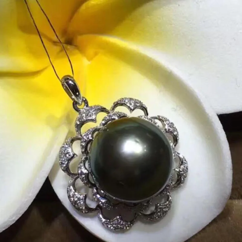 Оптовая цена ^ Новые 12-13 мм Подвески из натурального таитанского черного жемчуга -