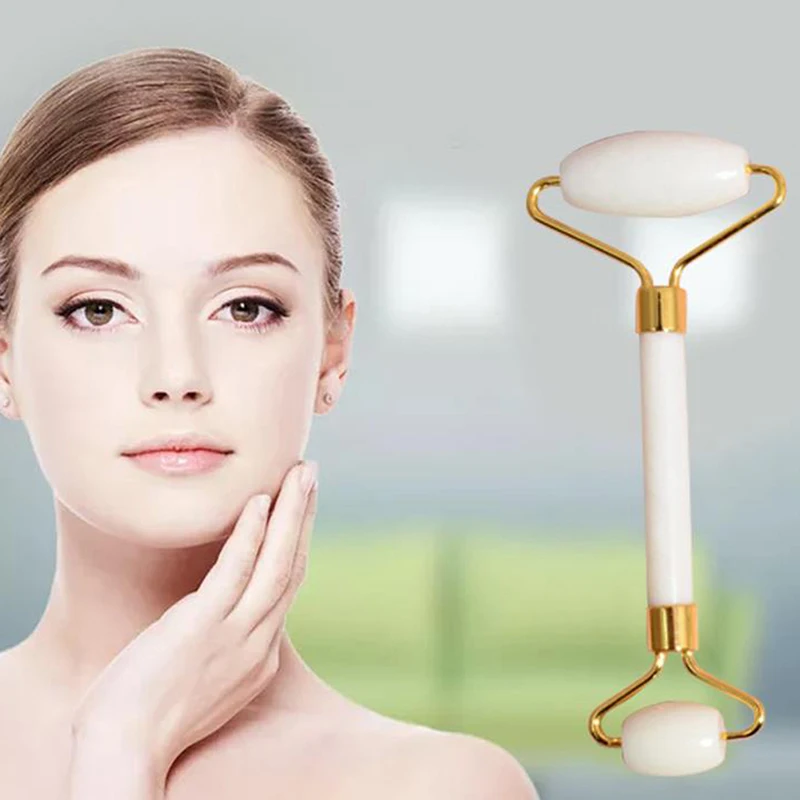 

2pcs Facial Massager Roller Natural Jade Stone Guasha Board Scraper Set Face Lift Skin Relaxation Slimming Beauty Neck Thin Lift