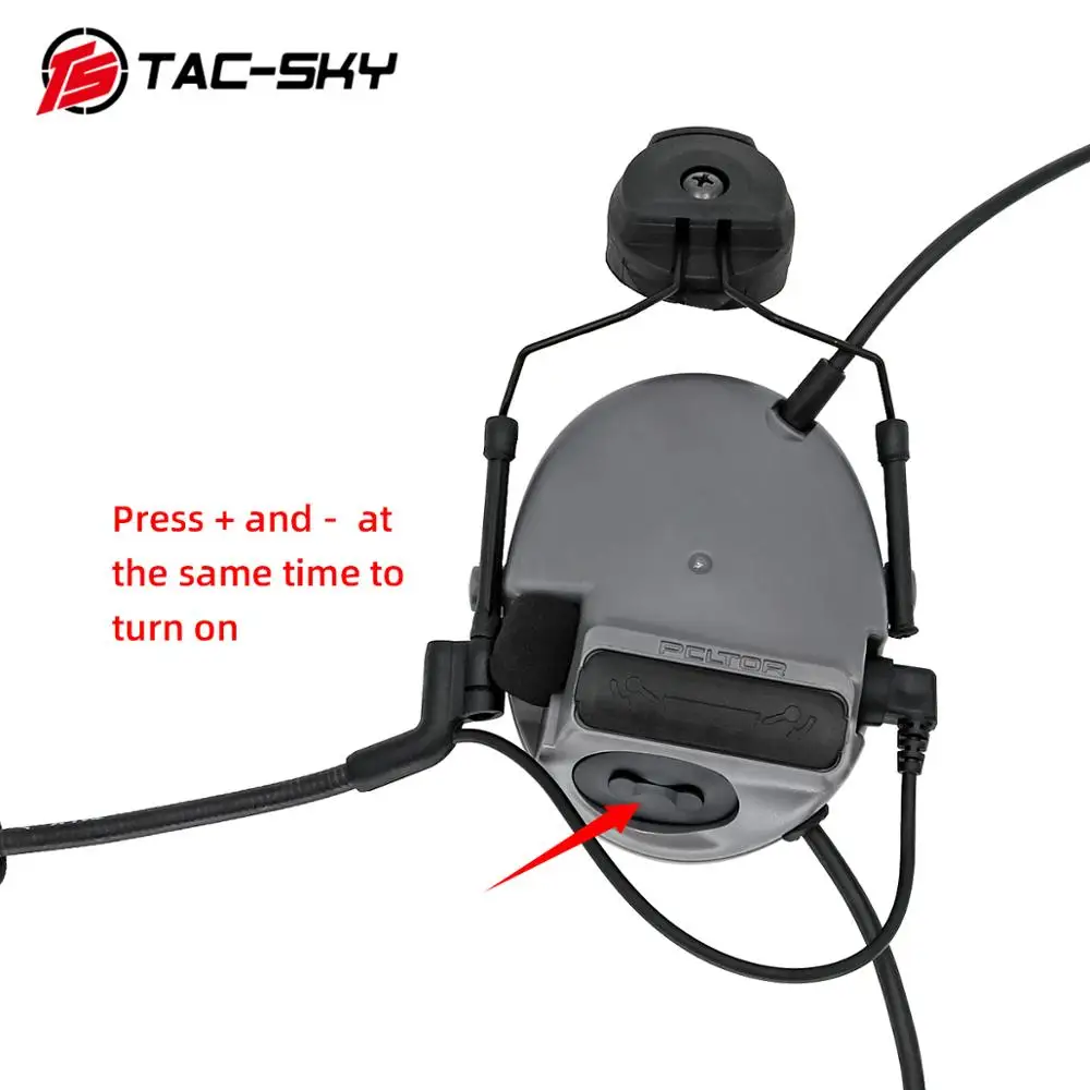 TAC-SKY hunting noise reduction pickup tactical helmet ARC track tactical headset COMTAC III silicone earmuff version+U94 PTT