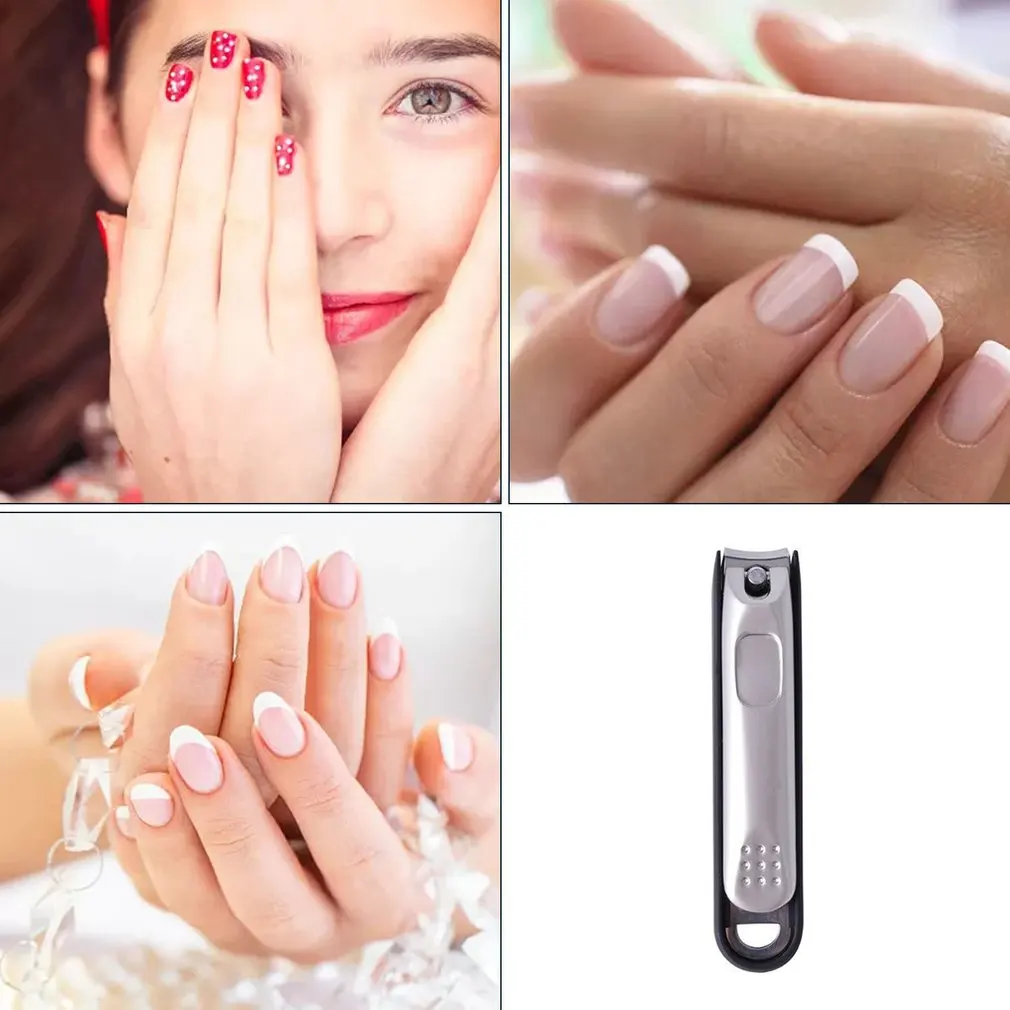 

Nail Clipper Fingernail Cutters Sets With Nail File Pearl Nickel Sharpness Splatter Prevention Nail Trimmer With Cover